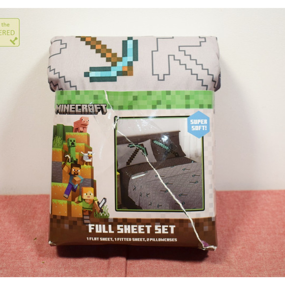 Minecraft 4pc Full Kids' Sheet Set Gray* - Picture 1 of 11
